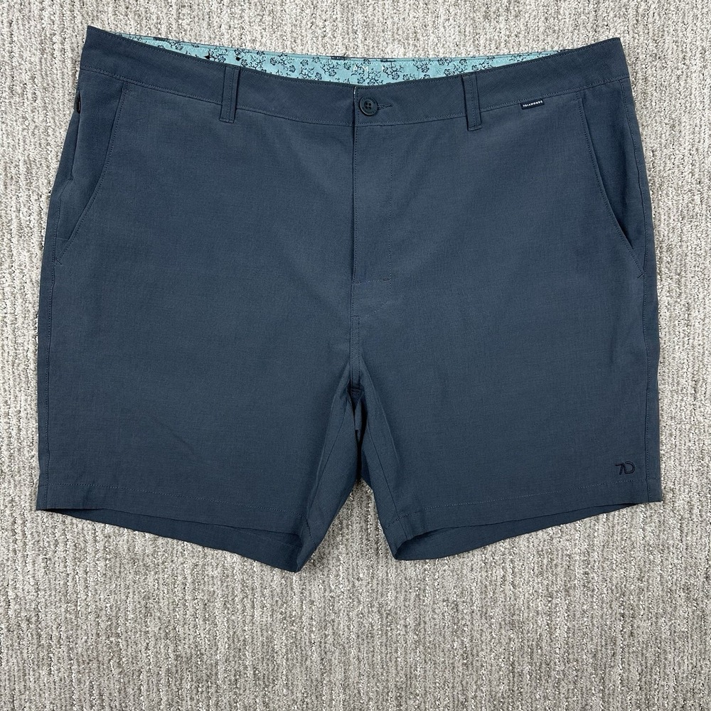 7 Diamonds Shorts Men 42x7 Blue Performance Zipper Pocket Stretch Polyester